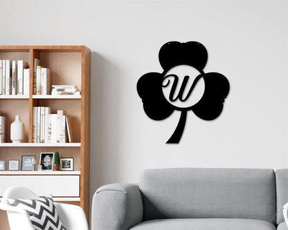 Personalized Metal Monogram Sign, St Patrick Day Decor, Black Clover St Patrick Day Metal Sign, St Patrick Day Wreath Garland Shamrock Decor