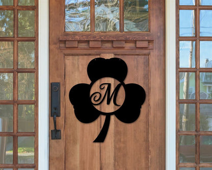 Personalized Metal Monogram Sign, St Patrick Day Decor, Black Clover St Patrick Day Metal Sign, St Patrick Day Wreath Garland Shamrock Decor