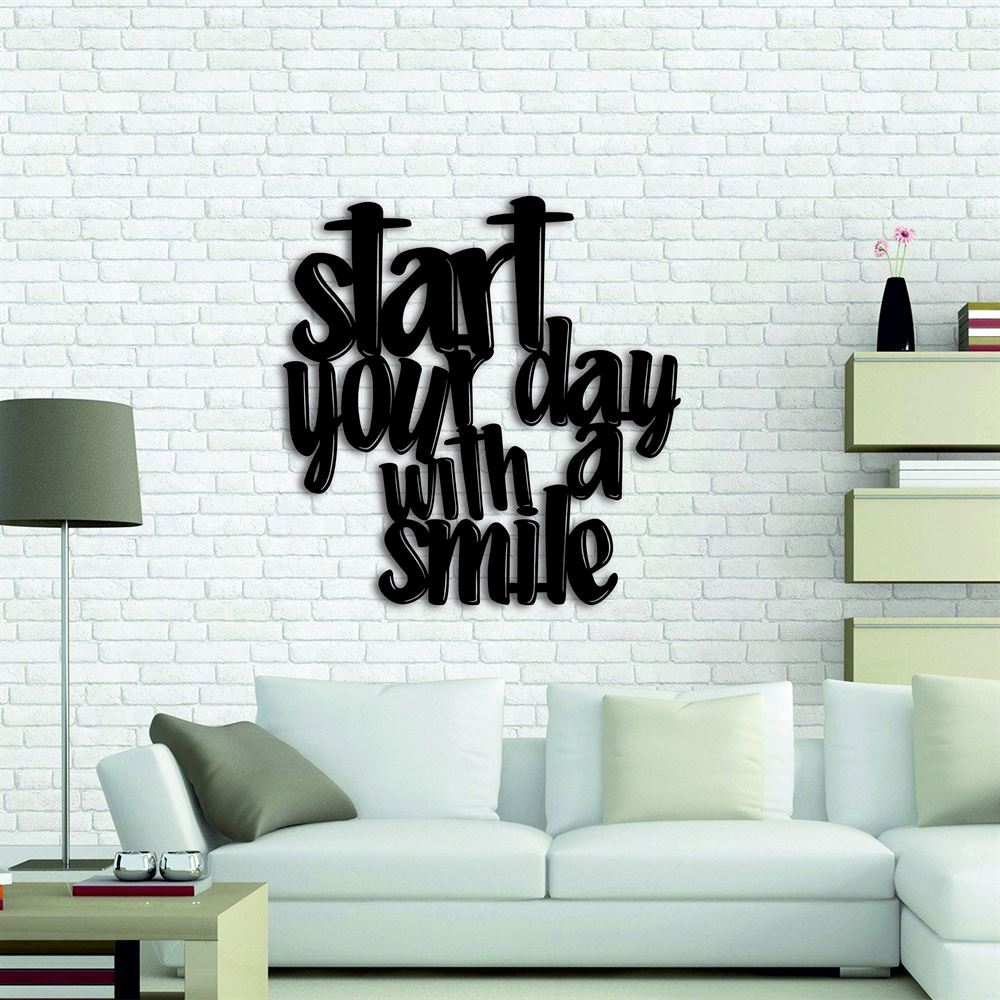 Personalized Metal Monogram Sign, Start Your Day With A Smile Metal Wall Art, Motivational Wall Decor Kitchen Wall Metal Sign, Metal Wall Decor