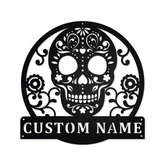 Personalized Metal Monogram Sign, Sugar Skull Metal Sign, Sugar Skull Metal Wall Art, Sugar Skull Metal Wall Decor, Sugar Skull Lover