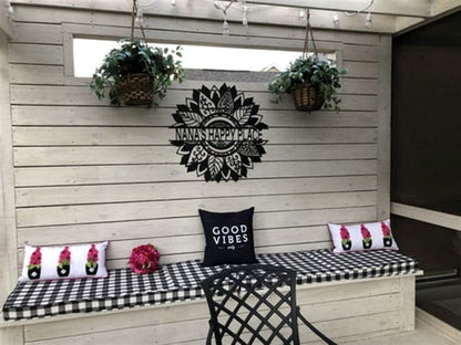 Personalized Metal Monogram Sign, Sunflower Nana's Happy Place Metal Wall Art, Cut Metal Sign