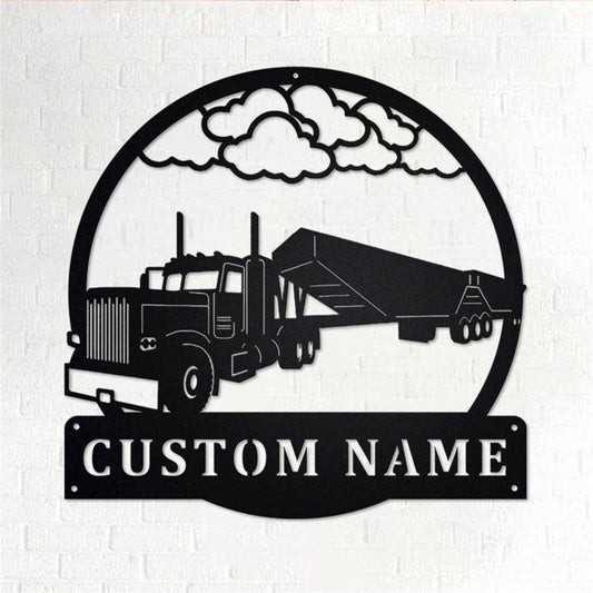 Personalized Metal Monogram Sign, Super B Grain Truck Metal Wall Art, Truck Driver Name Sign, Super B Grain Truck Home Decor