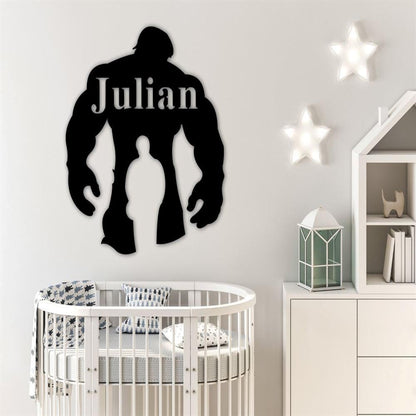 Personalized Metal Monogram Sign, Superhero Hulk Metal Wall Art, Metal Cheer Decor, Hulk Hero Sign, Hulk Name Sign, Hulk Metal Art