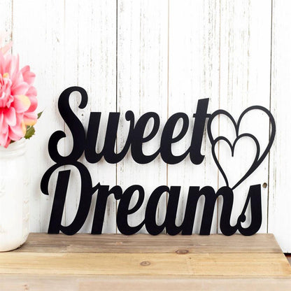 Personalized Metal Monogram Sign, Sweet Dreams Metal Sign, Black Hearts Metal Wall Art, Outdoor Sign Wall Art Sign, Plaque Door Sign