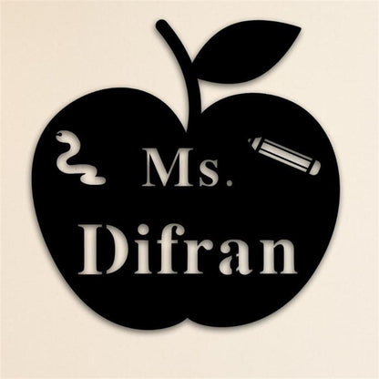 Personalized Metal Monogram Sign, Teacher Appreciation Gift, With Name Classroom Decor, Teacher Sign, Teacher Apple Sign End Of The Year