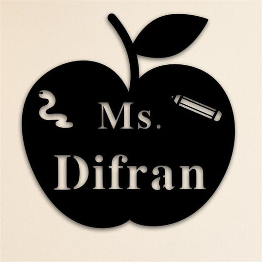 Personalized Metal Monogram Sign, Teacher Appreciation Gift, With Name Classroom Decor, Teacher Sign, Teacher Apple Sign End Of The Year