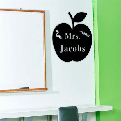 Personalized Metal Monogram Sign, Teacher Appreciation Gift, With Name Classroom Decor, Teacher Sign, Teacher Apple Sign End Of The Year