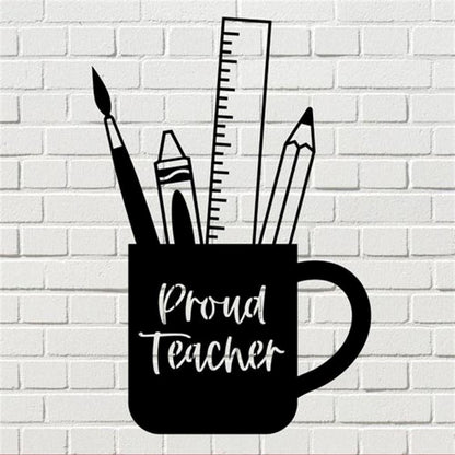 Personalized Metal Monogram Sign, Teacher Gift, Teacher Appreciation Gifts, Proud Teacher Wall Hanger, Wall Art Classroom, Art Decor Teacher