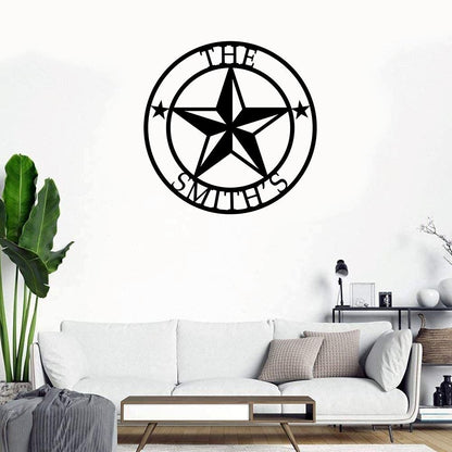 Personalized Metal Monogram Sign, Texas Star Monogram Cut Metal Sign, Wall Decor Metal Sign, Home Decor Metal Art