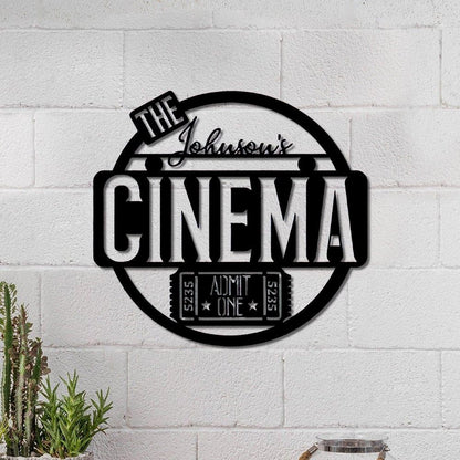 Personalized Metal Monogram Sign, The Cinema Metal Wall Art, Wall Decor Cut Metal Sign, Metal Wall Art, Metal House Sign