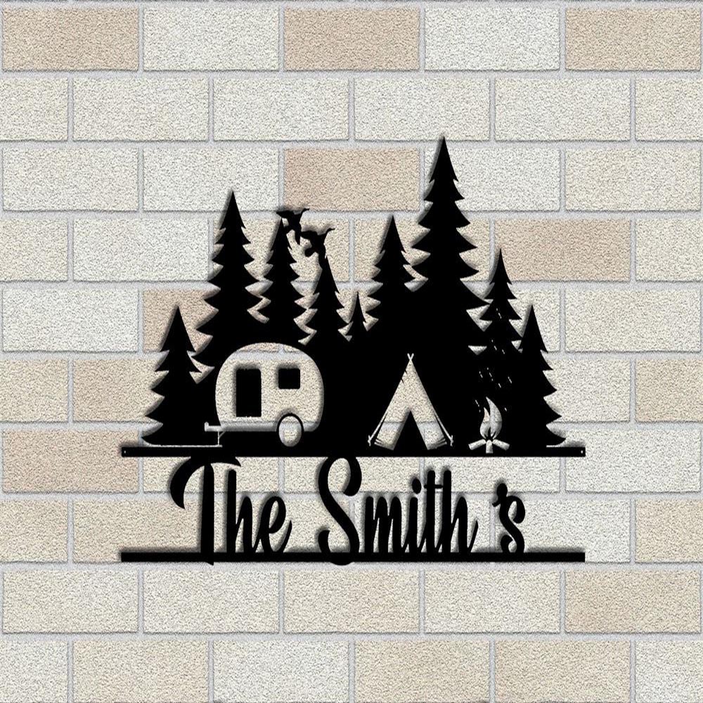 Personalized Metal Monogram Sign, The Smith's Metal Sign, Wall Decor, Outdoor Decor, Camping Decor