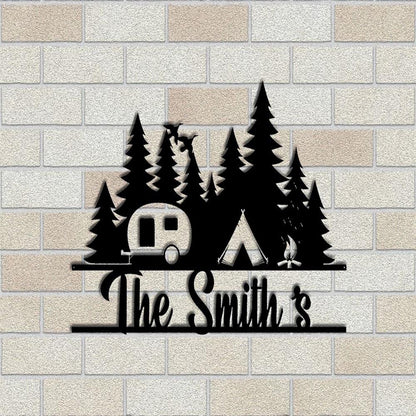 Personalized Metal Monogram Sign, The Smith's Metal Sign, Wall Decor, Outdoor Decor, Camping Decor