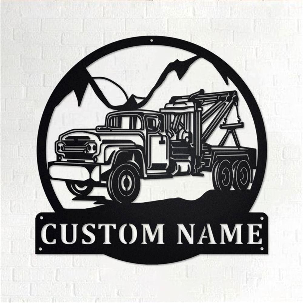 Personalized Metal Monogram Sign, Tow Truck Metal Wall Art, Tow Truck Name Sign, Tow Truck Metal Home Decor