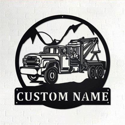 Personalized Metal Monogram Sign, Tow Truck Metal Wall Art, Tow Truck Name Sign, Tow Truck Metal Home Decor