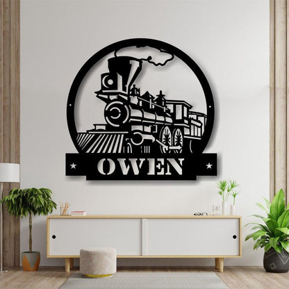 Personalized Metal Monogram Sign, Train Metal Sign, Metal Wall Decor, Metal Name Sign, Fathers Day Gift