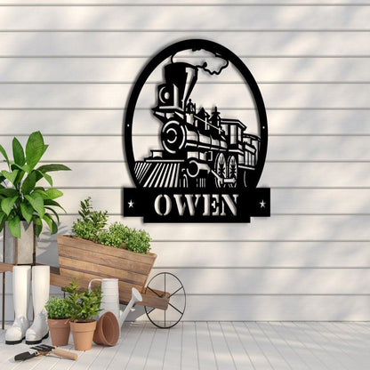 Personalized Metal Monogram Sign, Train Metal Sign, Metal Wall Decor, Metal Name Sign, Fathers Day Gift
