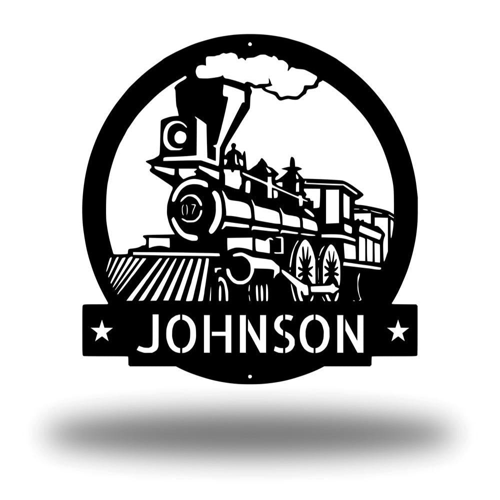Personalized Metal Monogram Sign, Train Metal Sign, Metal Wall Decor, Metal Name Sign, Fathers Day Gift Railroad Sign