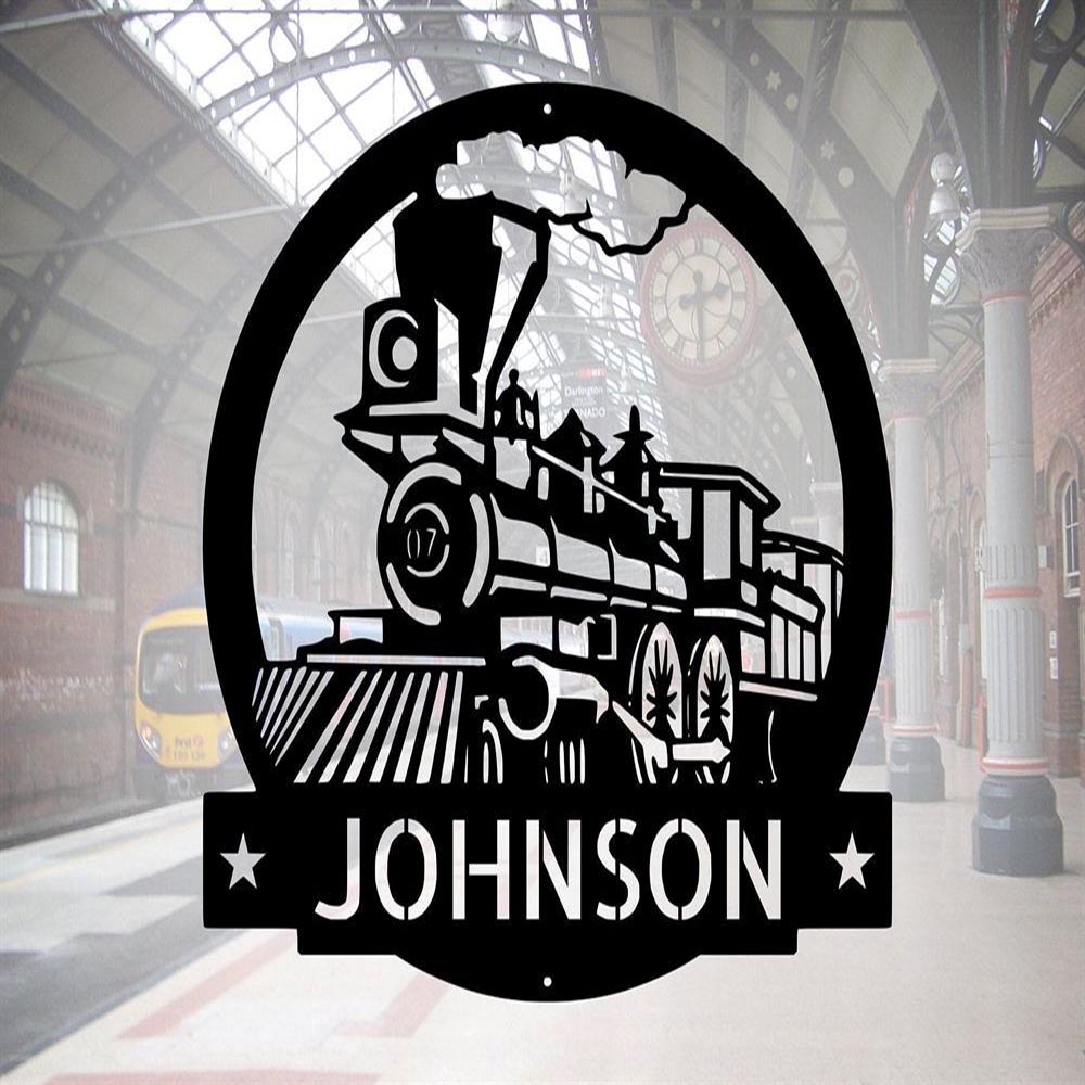 Personalized Metal Monogram Sign, Train Metal Sign, Metal Wall Decor, Metal Name Sign, Fathers Day Gift Railroad Sign