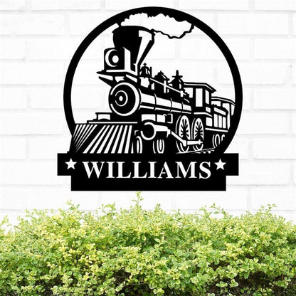 Personalized Metal Monogram Sign, Train Metal Sign, Metal Wall Decor, Metal Name Sign, Living Room Decor