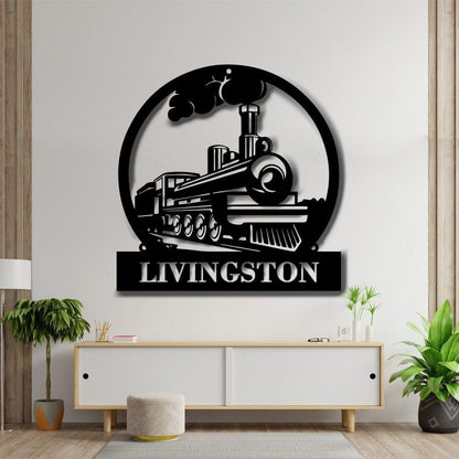 Personalized Metal Monogram Sign, Train Metal Sign, Metal Wall Decor, Metal Name Sign, Railroad Signs, Railway Sign, Train Sign, Train Room