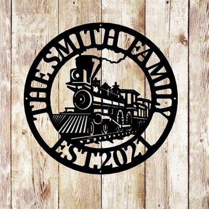 Personalized Metal Monogram Sign, Train Metal Sign, Metal Wall Decor, Metal Name Sign, Train Signrailroad Sign, Railway Sign, Train Room