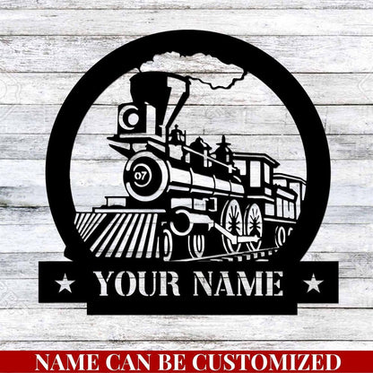 Personalized Metal Monogram Sign, Train Metal Sign, Railroad Signs, Train Decor, Train Metal Wall, Steam Train Decor, Metal Laser Cut, Railway Sign
