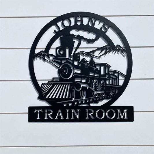 Personalized Metal Monogram Sign, Train Name Plaque Cut Metal Sign, Metal Wall Art, Metal House Sign