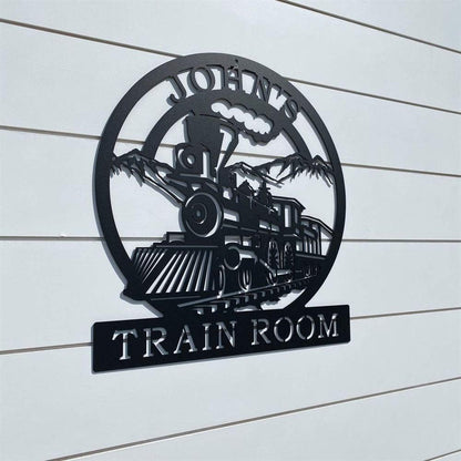 Personalized Metal Monogram Sign, Train Name Plaque Cut Metal Sign, Metal Wall Art, Metal House Sign