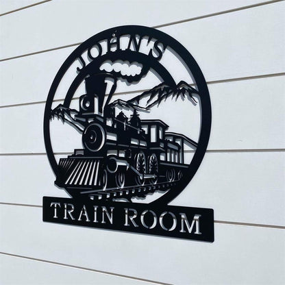 Personalized Metal Monogram Sign, Train Name Plaque Cut Metal Sign, Metal Wall Art, Metal House Sign