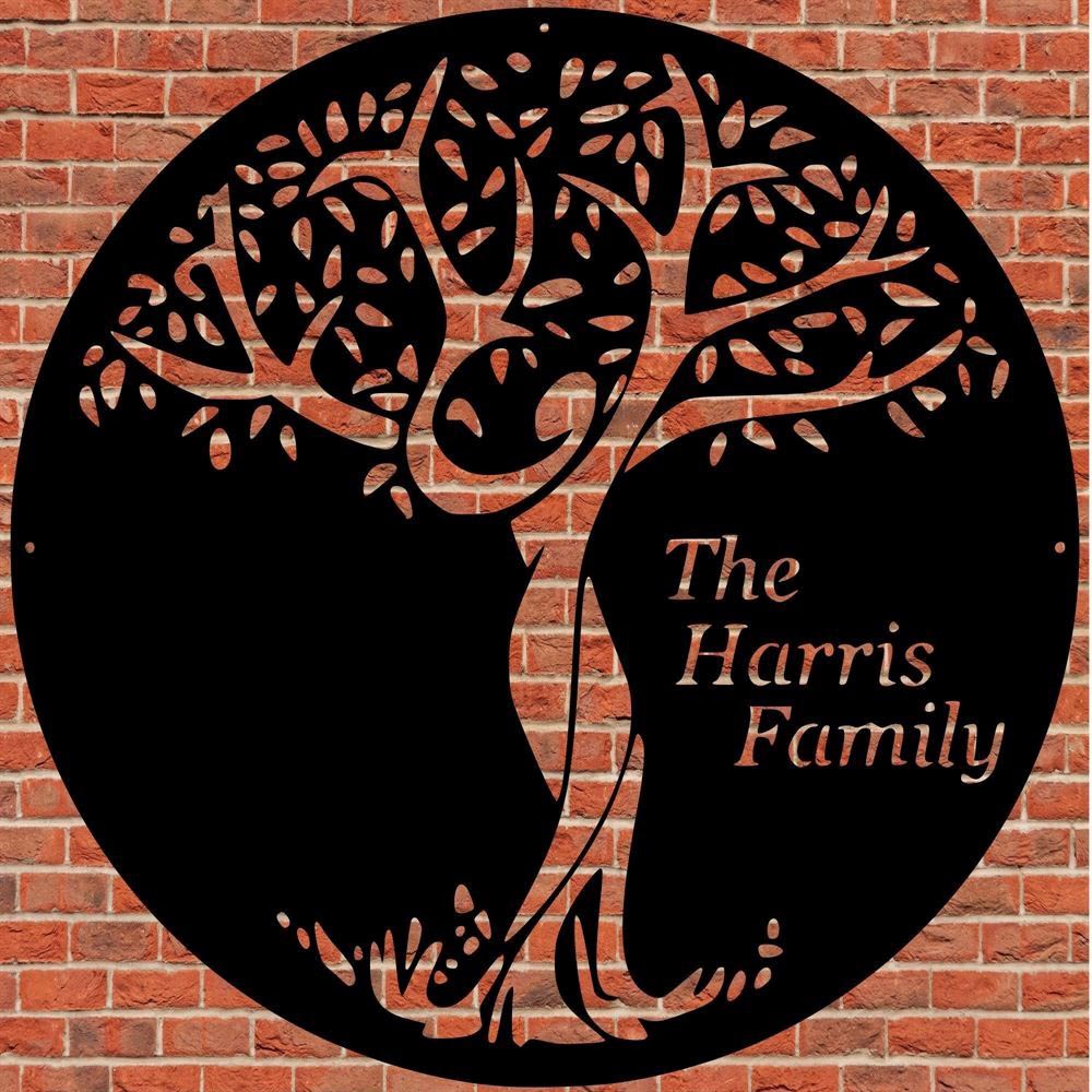 Personalized Metal Monogram Sign, Tree Of Life Tree Fireplace Porch Metal Sign, Wedding Gift, Housewarming Gift, Weatherproof Metal