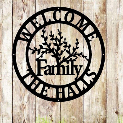 Personalized Metal Monogram Sign, Tree Of Life Wall Decor Round Tree Sign, Metal Home Decoration, Outdoor Family, Tree Art Olive Metal Wallart Modern