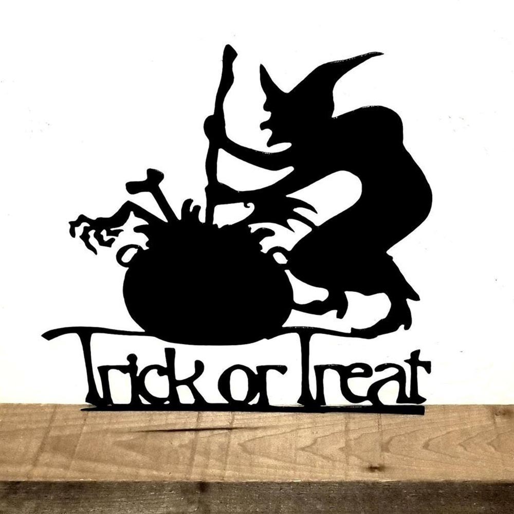 Personalized Metal Monogram Sign, Trick Or Treat Sign Metal Wall Art, Halloween Witch And Brew Metal Sign, Entryway Decor, Halloween Front Door