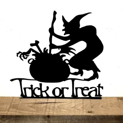 Personalized Metal Monogram Sign, Trick Or Treat Sign Metal Wall Art, Halloween Witch And Brew Metal Sign, Entryway Decor, Halloween Front Door