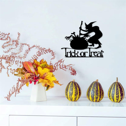 Personalized Metal Monogram Sign, Trick Or Treat Sign Metal Wall Art, Halloween Witch And Brew Metal Sign, Entryway Decor, Halloween Front Door