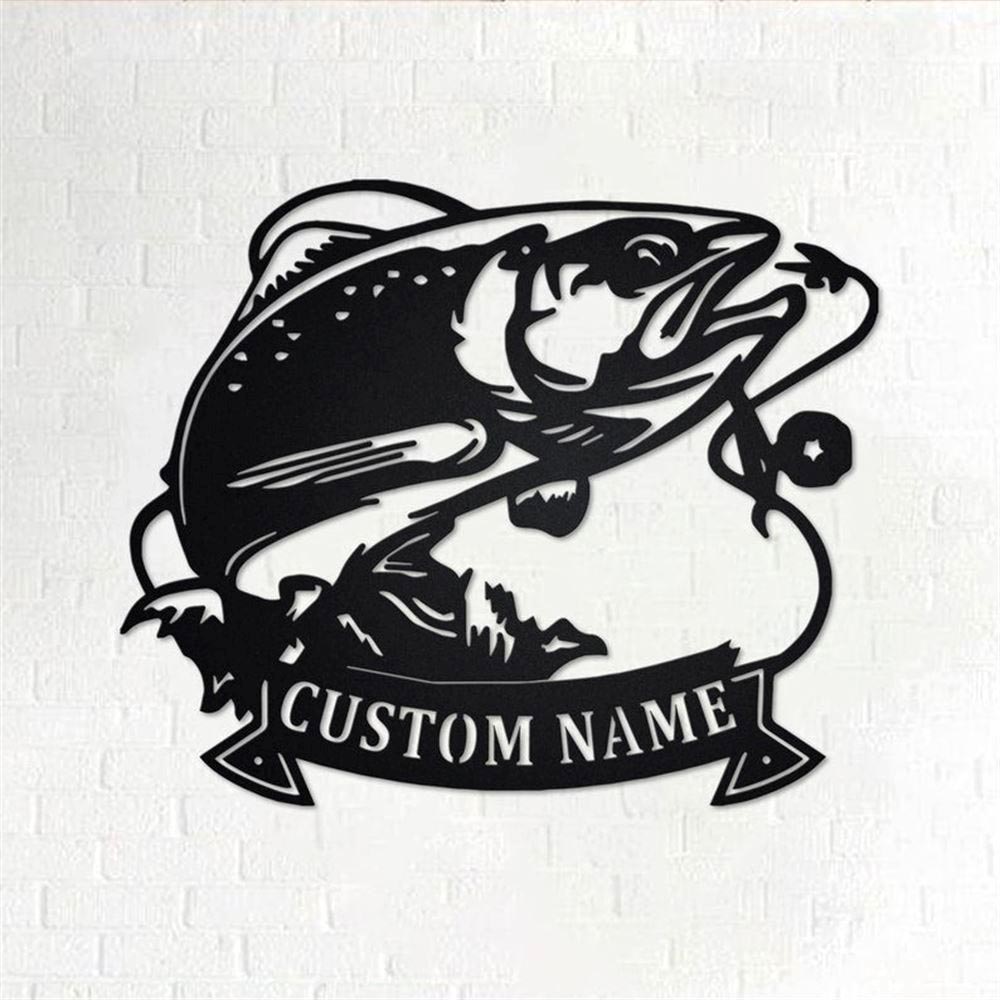 Personalized Metal Monogram Sign, Trout Fishing Metal Wall Art, Trout Fish Name Sign, Trout Fishing Home Decor