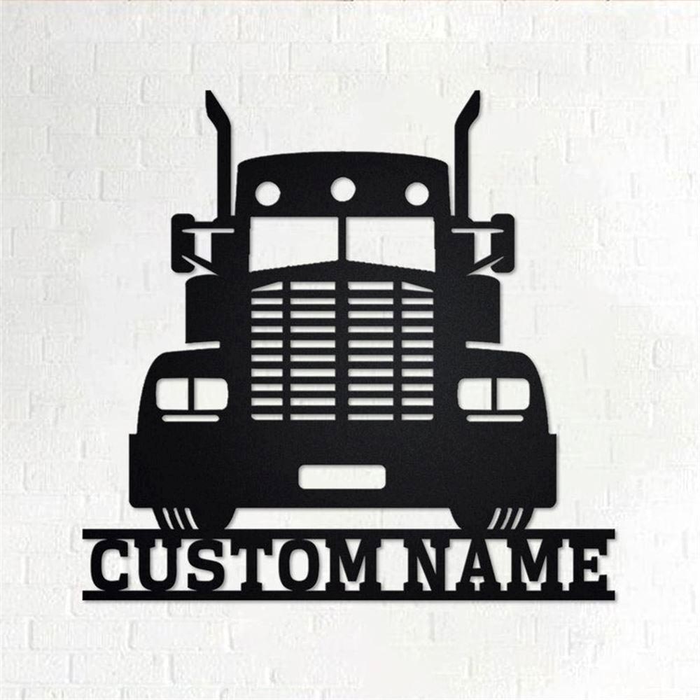 Personalized Metal Monogram Sign, Truck Car Metal Wall Art, Truck Driver Name Sign, Truck Car Home Decor