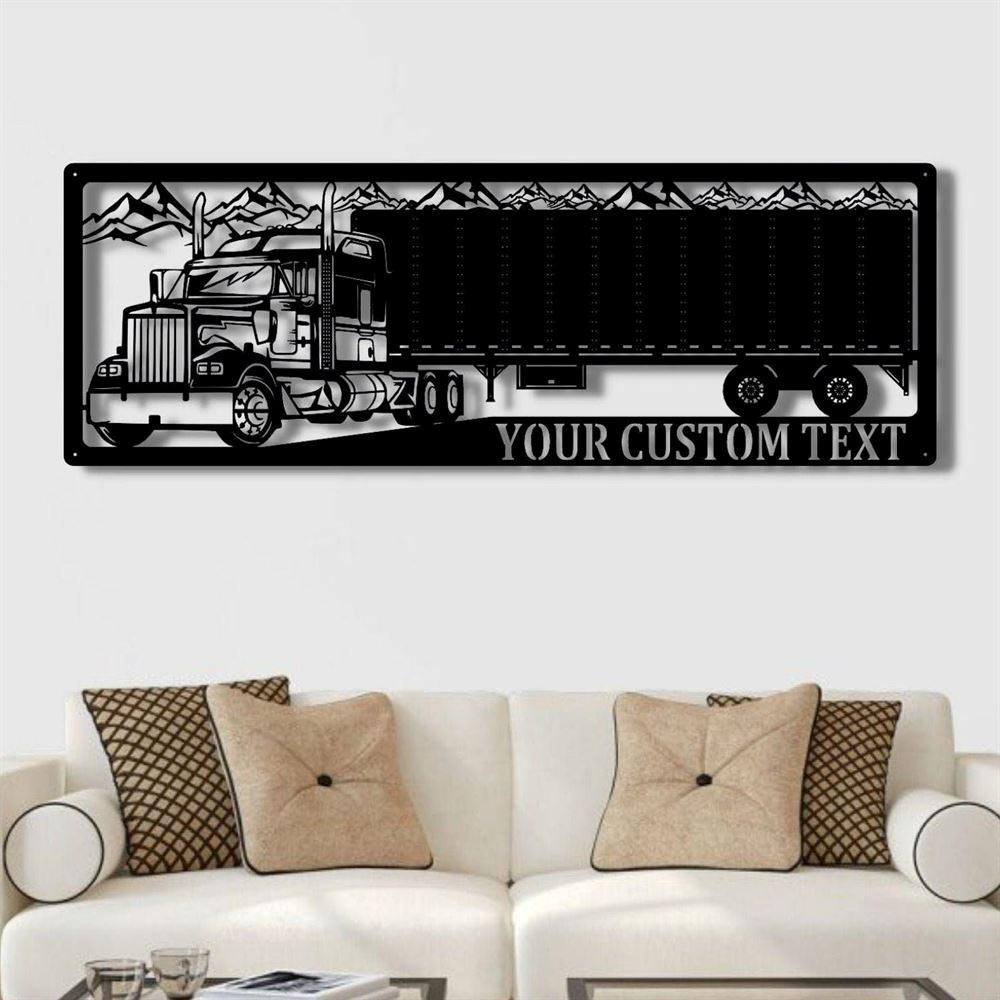 Personalized Metal Monogram Sign, Trucking Sign, Semi Truck And Trailer Picture Semi Truck Metal Wall Decor, Ation Company Name Extra Metal Wall