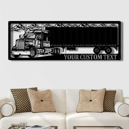 Personalized Metal Monogram Sign, Trucking Sign, Semi Truck And Trailer Picture Semi Truck Metal Wall Decor, Ation Company Name Extra Metal Wall