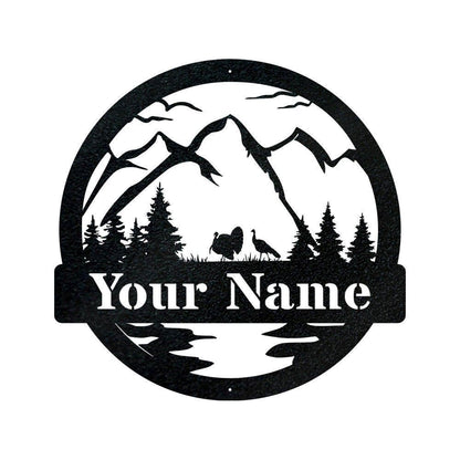 Personalized Metal Monogram Sign, Turkey Sign New Turkey Metal Sign, Last Name Turkey Sign For Outdoor, Personalize Metal Sign