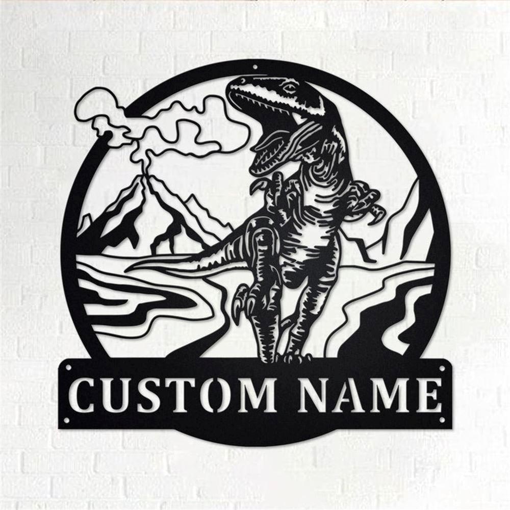 Personalized Metal Monogram Sign, Tyrannosaurus Metal Wall Art, Tyrannosaurus Name Sign, Tyrannosaurus Metal Home Decor