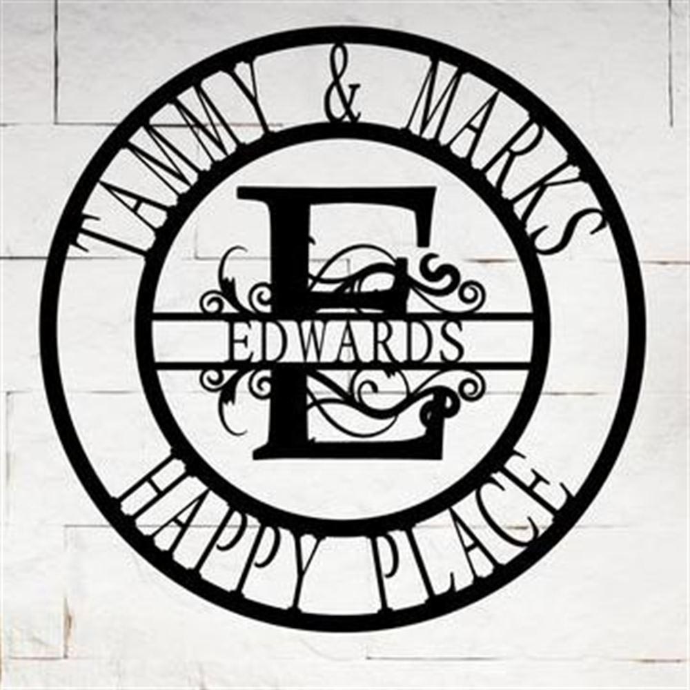 Personalized Metal Monogram Sign, Ultimate Swirl Monogram Customized Metal Signs, Living Room Decor