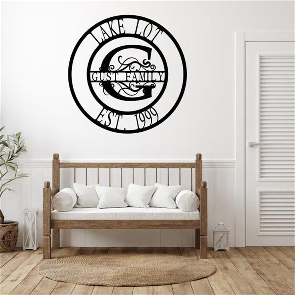 Personalized Metal Monogram Sign, Ultimate Swirl Monogram Customized Metal Signs, Living Room Decor