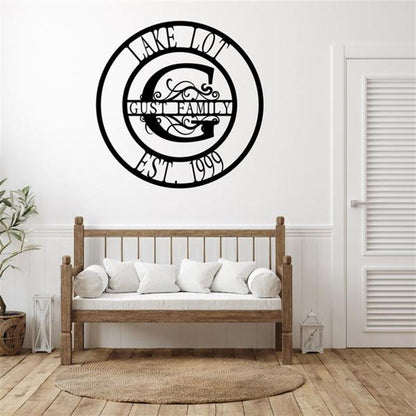 Personalized Metal Monogram Sign, Ultimate Swirl Monogram Customized Metal Signs, Living Room Decor