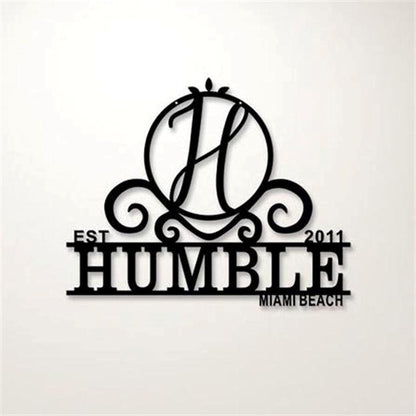 Personalized Metal Monogram Sign, Unique Metal Steel Gauge Metal Wall Sign, With Monogram Last Name, Marriage Year And Wedding Location Perfect