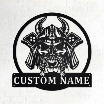 Personalized Metal Monogram Sign, Viking Skull Metal Wall Art, Viking Name Sign, Viking Metal Home Decor, Living Room Decor