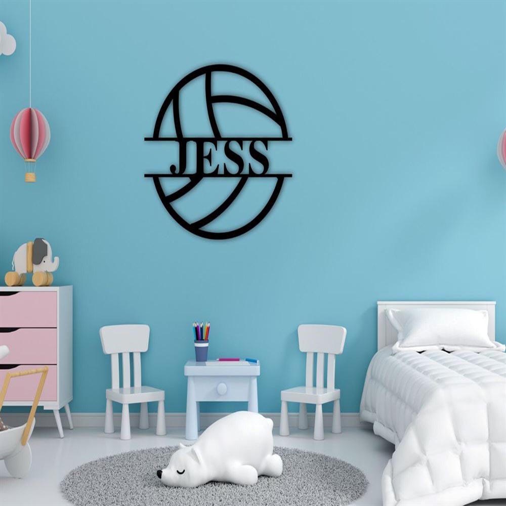 Personalized Metal Monogram Sign, Volleyball Metal Wall Art, Metal Sports Decor Volleyball Sign, Volleyball Name Sign, Sports Name Sign