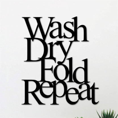 Personalized Metal Monogram Sign, Wash Dry Fold Repeat Sign, Laundry Room Sign, Metal Wall Art, Laundry Room Decor