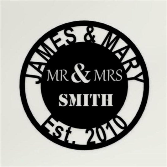 Personalized Metal Monogram Sign, Wedding Anniversary Gift Mr And Mrs Personalised Metal Sign, Living Room Decor