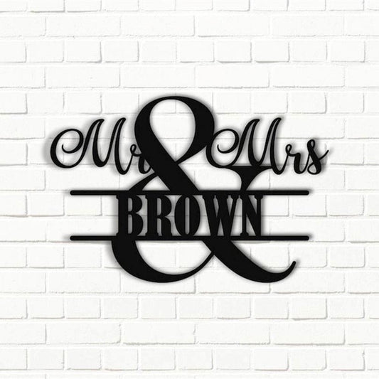 Personalized Metal Monogram Sign, Wedding Name Sign, Mr And Mrs Metal Wall Sign, Wedding Gift, Wedding Metal Wall Sign, Family Name Metal