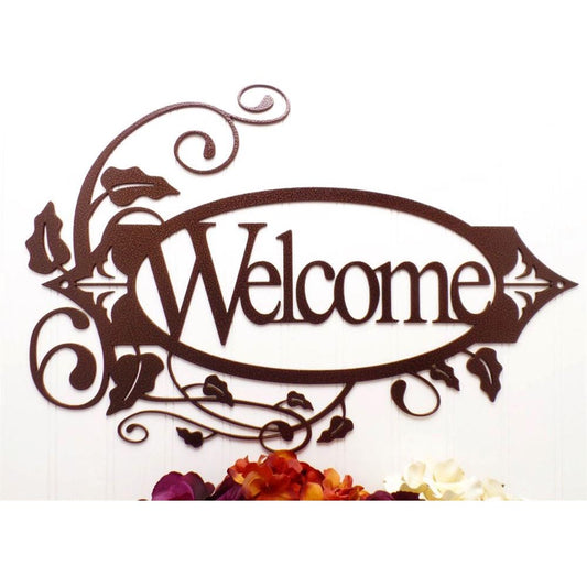 Personalized Metal Monogram Sign, Welcome Metal Sign, With Vines, Copper Metal Wall Art, Outdoor Sign, House Sign, Door Sign